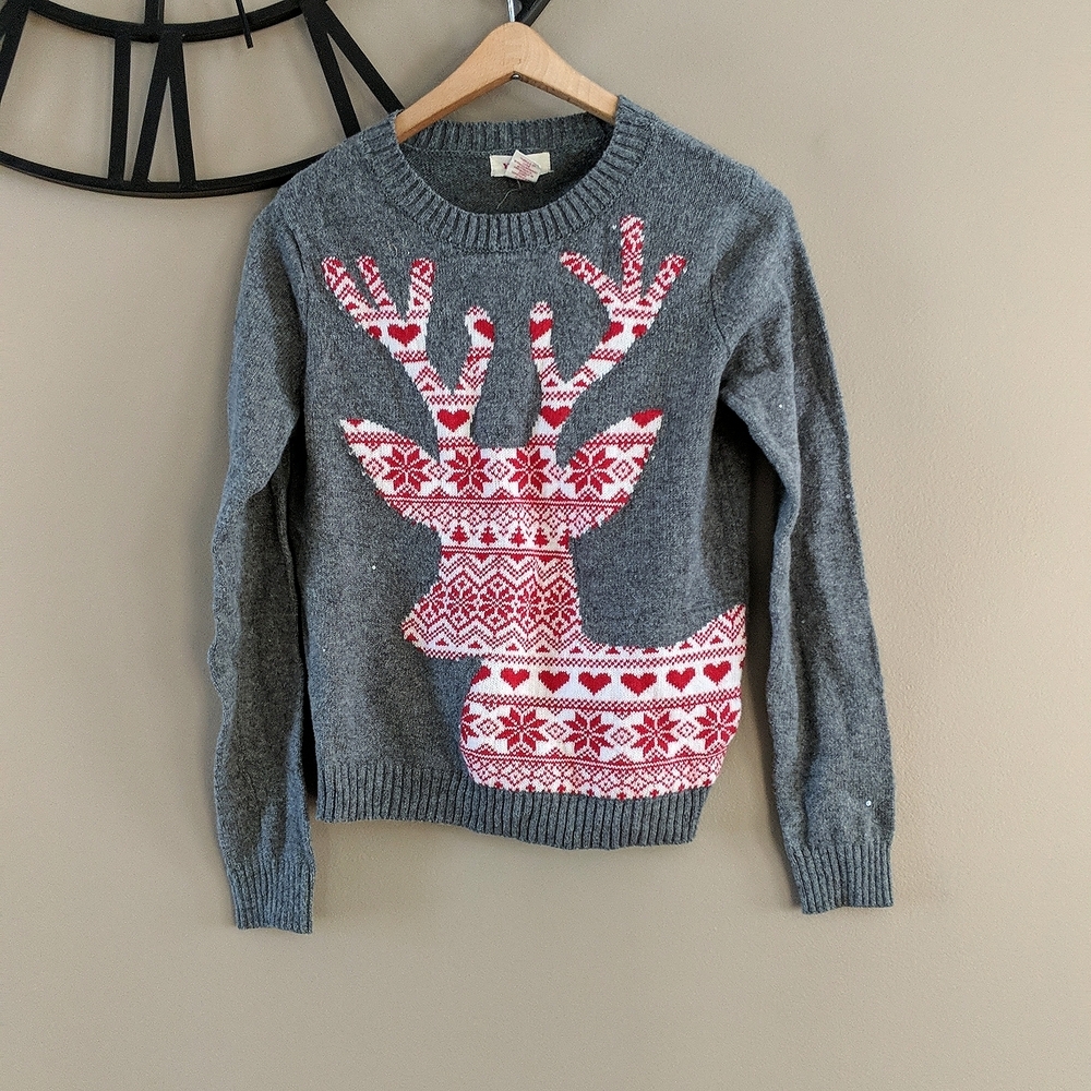 Yes Lola reindeer holiday sweater with glitter